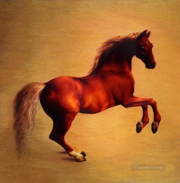 horse cats Painting - standing red horse mare animal classical